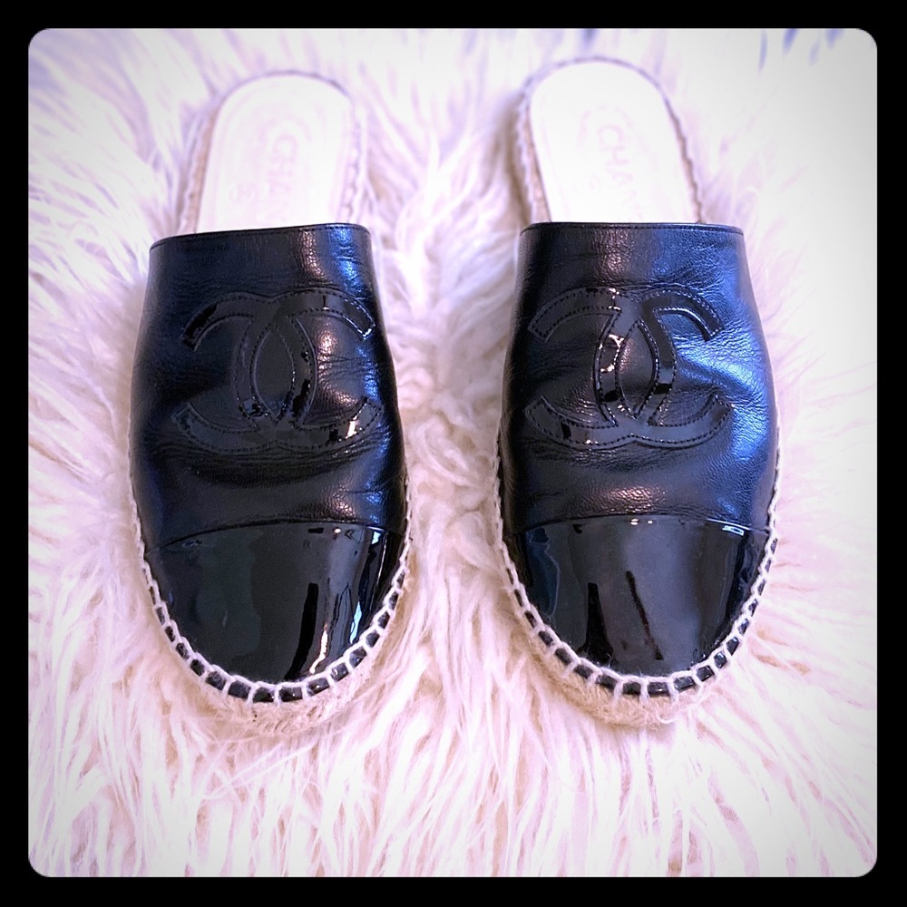 Chanel espadrilles 36 mules style black authentic